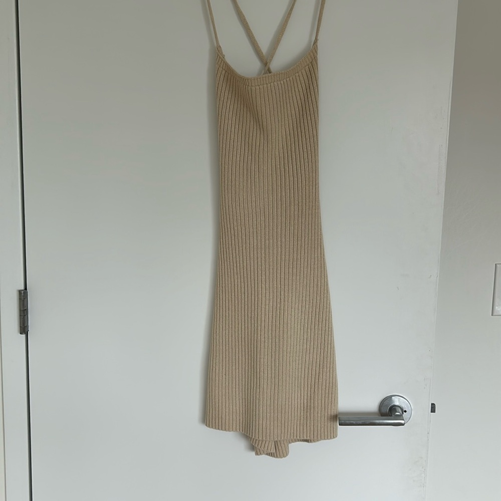 ASTR The Label Beige Ribbed Knit Dress - Size M - New Without Tags